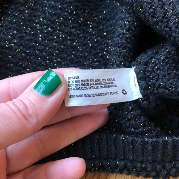 GAP Black Shimmer Cowl Neck Sweater Size Small - Picture 2 of 9